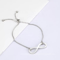 Infinity Charm Adjustable Chain Stylish Stainless Steel Bracelet Jewelry With Crystal